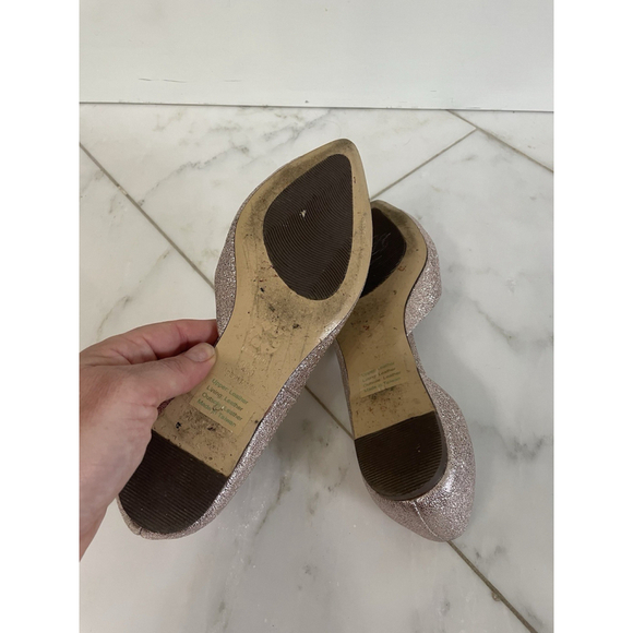 ALL BLACK Sz Euro 36.5 US 6.5 Women’s Shimmery Pale Rose Gold Pointed Toe Flats - Picture 7 of 8